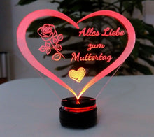 Laden Sie das Bild in den Galerie-Viewer, Alles Gute Alles Liebe zum MUTTERTAG-Beste MAMA- GeschenkIDEE Liebe Herz Acryl.