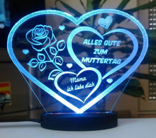Laden Sie das Bild in den Galerie-Viewer, topgraveure Geschenk 125 x 100 mm / Alles Gute...Led kaltweiß HERZ BESTE MAMA ALLES GUTE MIT LED LICHT BELEUCHTUNG MUTTERTAG GESCHENK LIEBE