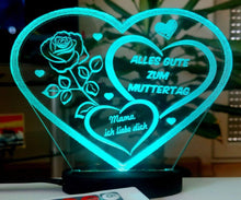 Laden Sie das Bild in den Galerie-Viewer, topgraveure Geschenk 125 x 100 mm / Alles Gute...-Led RGB HERZ BESTE MAMA ALLES GUTE MIT LED LICHT BELEUCHTUNG MUTTERTAG GESCHENK LIEBE