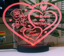 Laden Sie das Bild in den Galerie-Viewer, topgraveure Geschenk 125 x 100 mm / Alles Gute...-Led rot HERZ BESTE MAMA ALLES GUTE MIT LED LICHT BELEUCHTUNG MUTTERTAG GESCHENK LIEBE