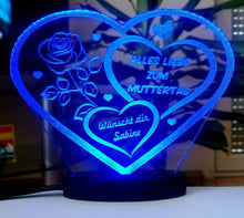 Laden Sie das Bild in den Galerie-Viewer, topgraveure Geschenk 125 x 100 mm / Alles Liebe...-Led blau HERZ BESTE MAMA ALLES GUTE MIT LED LICHT BELEUCHTUNG MUTTERTAG GESCHENK LIEBE