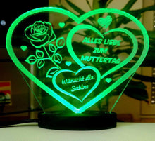 Laden Sie das Bild in den Galerie-Viewer, topgraveure Geschenk 125 x 100 mm / Alles Liebe...-Led grün HERZ BESTE MAMA ALLES GUTE MIT LED LICHT BELEUCHTUNG MUTTERTAG GESCHENK LIEBE