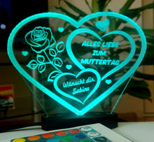 Laden Sie das Bild in den Galerie-Viewer, topgraveure Geschenk 125 x 100 mm / Alles Liebe...-Led RGB HERZ BESTE MAMA ALLES GUTE MIT LED LICHT BELEUCHTUNG MUTTERTAG GESCHENK LIEBE