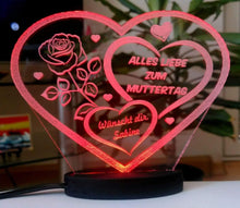 Laden Sie das Bild in den Galerie-Viewer, topgraveure Geschenk 125 x 100 mm / Alles Liebe...-Led rot HERZ BESTE MAMA ALLES GUTE MIT LED LICHT BELEUCHTUNG MUTTERTAG GESCHENK LIEBE