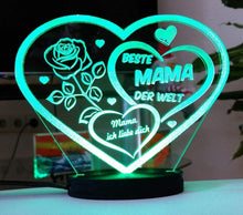 Laden Sie das Bild in den Galerie-Viewer, topgraveure Geschenk 125 x 100 mm / Beste Mama...Led grün HERZ BESTE MAMA ALLES GUTE MIT LED LICHT BELEUCHTUNG MUTTERTAG GESCHENK LIEBE