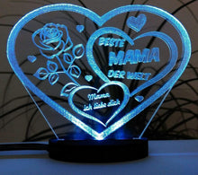 Laden Sie das Bild in den Galerie-Viewer, topgraveure Geschenk 125 x 100 mm / Beste Mama...Led kaltweiß HERZ BESTE MAMA ALLES GUTE MIT LED LICHT BELEUCHTUNG MUTTERTAG GESCHENK LIEBE