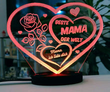 Laden Sie das Bild in den Galerie-Viewer, topgraveure Geschenk 125 x 100 mm / Beste Mama...Led rot HERZ BESTE MAMA ALLES GUTE MIT LED LICHT BELEUCHTUNG MUTTERTAG GESCHENK LIEBE