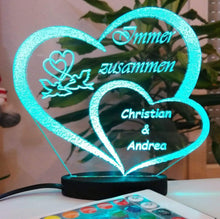 Laden Sie das Bild in den Galerie-Viewer, topgraveure Geschenk 125 x 110 mm / ICH LIEBE DICH / mit Beleuchtung RGB-LED LIEBESGESCHENK MIT BELEUCHTUNG GESCHENK VALENTINSTAG, DER LIEBE, ICH LIEBE DICH