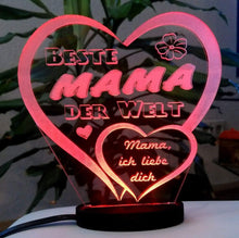 Laden Sie das Bild in den Galerie-Viewer, topgraveure Geschenk 125 x 120 mm / Beste Mama rot Herz Muttertag Geschenk Geburtstag graviert mit Ihrem Namen und LED-Licht* Liebe