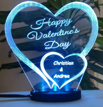 Laden Sie das Bild in den Galerie-Viewer, topgraveure Geschenk 125 x 120 mm / Happy kaltweiß Ich liebe dich, mein Schatz - Valentinstag LED-Licht* graviert mit Ihrem Namen