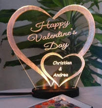 Laden Sie das Bild in den Galerie-Viewer, topgraveure Geschenk 125 x 120 mm / Happy RGB led Ich liebe dich, mein Schatz - Valentinstag LED-Licht* graviert mit Ihrem Namen