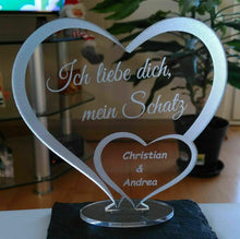 Laden Sie das Bild in den Galerie-Viewer, topgraveure Geschenk 125 x 120 mm / NAME ohne Licht Liebe Valentinstag Geschenk IHR FOTO+NAME+UHR Geburtstag Hochzeitstag LED-Licht