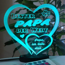 Laden Sie das Bild in den Galerie-Viewer, topgraveure Geschenk 125 x 120 mm / RGB-15 Farben Vatertag Geschenk Geburtstag graviert mit Ihrem Namen und LED-Licht* Liebe Herz