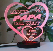 Laden Sie das Bild in den Galerie-Viewer, topgraveure Geschenk 125 x 120 mm / rot Vatertag Geschenk Geburtstag graviert mit Ihrem Namen und LED-Licht* Liebe Herz