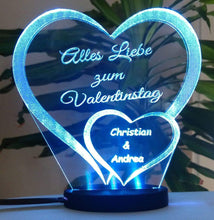 Laden Sie das Bild in den Galerie-Viewer, topgraveure Geschenk 125 x 120 mm / Valentinstag kaltweiß Ich liebe dich, mein Schatz - Valentinstag LED-Licht* graviert mit Ihrem Namen