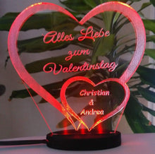 Laden Sie das Bild in den Galerie-Viewer, topgraveure Geschenk 125 x 120 mm / Valentinstag rot Ich liebe dich, mein Schatz - Valentinstag LED-Licht* graviert mit Ihrem Namen