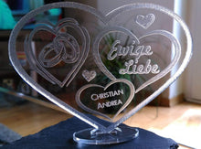 Laden Sie das Bild in den Galerie-Viewer, topgraveure Geschenk 125 x 90 mm / FARBLOS HERZ LIEBESERKLÄRUNG VALENTINSTAG LED-LICHT mit Ihrem Namen eingraviert LIEBE