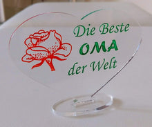 Laden Sie das Bild in den Galerie-Viewer, topgraveure Geschenk 98 x 70 mm / Model 1 handbemalt HERZ BESTE OMA Muttertag Geburtstag Geschenk Oma Liebe