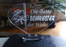 Laden Sie das Bild in den Galerie-Viewer, topgraveure Geschenk 98 x 70 mm / Model 1 HERZ BESTE SCHWESTER Muttertag Geburtstag Geschenk Schwester Liebe