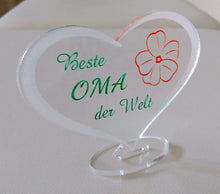 Laden Sie das Bild in den Galerie-Viewer, topgraveure Geschenk 98 x 70 mm / Model 2 handbemalt HERZ BESTE OMA Muttertag Geburtstag Geschenk Oma Liebe