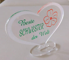 Laden Sie das Bild in den Galerie-Viewer, topgraveure Geschenk 98 x 70 mm / model 2 handbemalt HERZ BESTE SCHWESTER Muttertag Geburtstag Geschenk Schwester Liebe