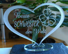 Laden Sie das Bild in den Galerie-Viewer, topgraveure Geschenk 98 x 70 mm / Model 2 HERZ BESTE SCHWESTER Muttertag Geburtstag Geschenk Schwester Liebe