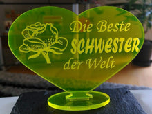 Laden Sie das Bild in den Galerie-Viewer, topgraveure Geschenk 98 x 74 mm / gelb HERZ BESTE SCHWESTER MUTTERTAG GESCHENK SCHWESTER GEBURTSTAG LIEBE