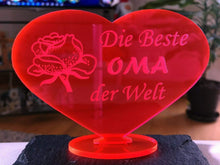 Laden Sie das Bild in den Galerie-Viewer, topgraveure Geschenk 98 x 74 mm / rot HERZ BESTE OMA MUTTERTAG GESCHENK OMA GEBURTSTAG LIEBE