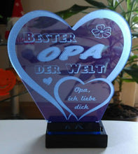 Laden Sie das Bild in den Galerie-Viewer, topgraveure Geschenk Dekor 125 x 120 mm / blau Bester Opa Vatertag Geschenk Geburtstag Liebe *LED-Licht