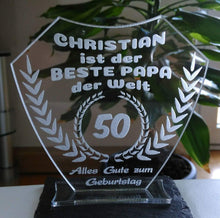 Laden Sie das Bild in den Galerie-Viewer, topgraveure Geschenk Dekor 125 x 120 mm / farblos Bester Papa Opa Bruder Freund Vatertag Geschenk Geburtstag Liebe LED-Licht*