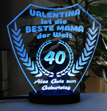Laden Sie das Bild in den Galerie-Viewer, topgraveure Geschenk Dekor 125 x 120 mm / kaltweiß Beste Mama Oma Schwester Freundin Muttertag Geschenk Geburtstag Liebe LED-Licht*