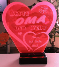 Laden Sie das Bild in den Galerie-Viewer, topgraveure Geschenk Dekor 125 x 120 mm / rot Beste Oma Muttertag Geschenk Geburtstag Liebe *LED-Licht