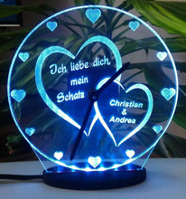 Laden Sie das Bild in den Galerie-Viewer, topgraveure Geschenk Dekor 180 x 180 mm / Runde kaltweiß Ich liebe dich - Geschenk für Valentinstag Hochzeit Geburtstag Liebe*LED-Licht