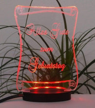 Laden Sie das Bild in den Galerie-Viewer, topgraveure Geschenk Dekor ALLES GUTE ZUM GEBURTSTAG GESCHENK ACRYLGLAS MIT LED BELEUCHTUNG GEBURTSTAG