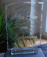 Laden Sie das Bild in den Galerie-Viewer, topgraveure Geschenk Dekor ALLES GUTE ZUM HOCHZEITSTAG -GESCHENK ACRYLGLAS MIT LED BELEUCHTUNG HOCHZEITSTAG