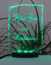 Laden Sie das Bild in den Galerie-Viewer, topgraveure Geschenk Dekor ALLES GUTE ZUM HOCHZEITSTAG -GESCHENK ACRYLGLAS MIT LED BELEUCHTUNG HOCHZEITSTAG