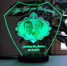 Laden Sie das Bild in den Galerie-Viewer, topgraveure Geschenk Dekor Alles Gute zum Hochzeitstag IHR FOTO+TEXT Hochzeit Geschenk Liebe LED-Licht