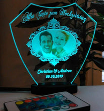 Laden Sie das Bild in den Galerie-Viewer, topgraveure Geschenk Dekor Alles Gute zum Hochzeitstag IHR FOTO+TEXT Hochzeit Geschenk Liebe LED-Licht