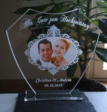 Laden Sie das Bild in den Galerie-Viewer, topgraveure Geschenk Dekor Alles Gute zum Hochzeitstag IHR FOTO+TEXT Hochzeit Geschenk Liebe LED-Licht