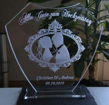 Laden Sie das Bild in den Galerie-Viewer, topgraveure Geschenk Dekor Alles Gute zum Hochzeitstag IHR FOTO+TEXT Hochzeit Geschenk Liebe LED-Licht