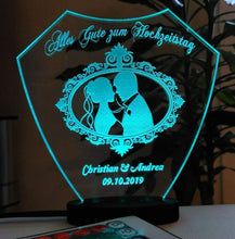 Laden Sie das Bild in den Galerie-Viewer, topgraveure Geschenk Dekor Alles Gute zum Hochzeitstag IHR FOTO+TEXT Hochzeit Geschenk Liebe LED-Licht