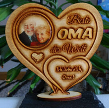 Laden Sie das Bild in den Galerie-Viewer, topgraveure Geschenk Dekor Beste Oma IHR FOTO+TEXT Muttertag Geschenk Geburtstag Liebe