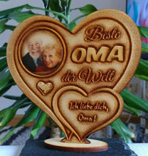 Laden Sie das Bild in den Galerie-Viewer, topgraveure Geschenk Dekor Beste Oma IHR FOTO+TEXT Muttertag Geschenk Geburtstag Liebe