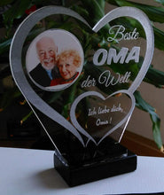 Laden Sie das Bild in den Galerie-Viewer, Beste Oma IHR FOTO+TEXT Muttertag Geschenk Geburtstag Liebe LED-Licht - topgraveure