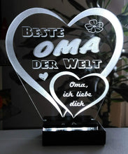 Laden Sie das Bild in den Galerie-Viewer, topgraveure Geschenk Dekor Beste Oma Muttertag Geschenk Geburtstag Liebe *LED-Licht