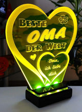 Laden Sie das Bild in den Galerie-Viewer, topgraveure Geschenk Dekor Beste Oma Muttertag Geschenk Geburtstag Liebe *LED-Licht