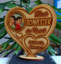 Laden Sie das Bild in den Galerie-Viewer, topgraveure Geschenk Dekor Beste Schwester IHR FOTO+TEXT Muttertag Geschenk Geburtstag Liebe