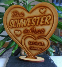 Laden Sie das Bild in den Galerie-Viewer, topgraveure Geschenk Dekor Beste Schwester IHR FOTO+TEXT Muttertag Geschenk Geburtstag Liebe