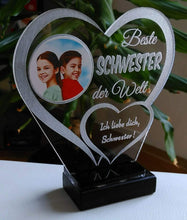 Laden Sie das Bild in den Galerie-Viewer, topgraveure Geschenk Dekor Beste Schwester IHR FOTO+TEXT Muttertag Geschenk Geburtstag Liebe LED-Licht