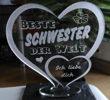 Laden Sie das Bild in den Galerie-Viewer, topgraveure Geschenk Dekor Beste Schwester IHR FOTO+TEXT Muttertag Geschenk Geburtstag Liebe LED-Licht
